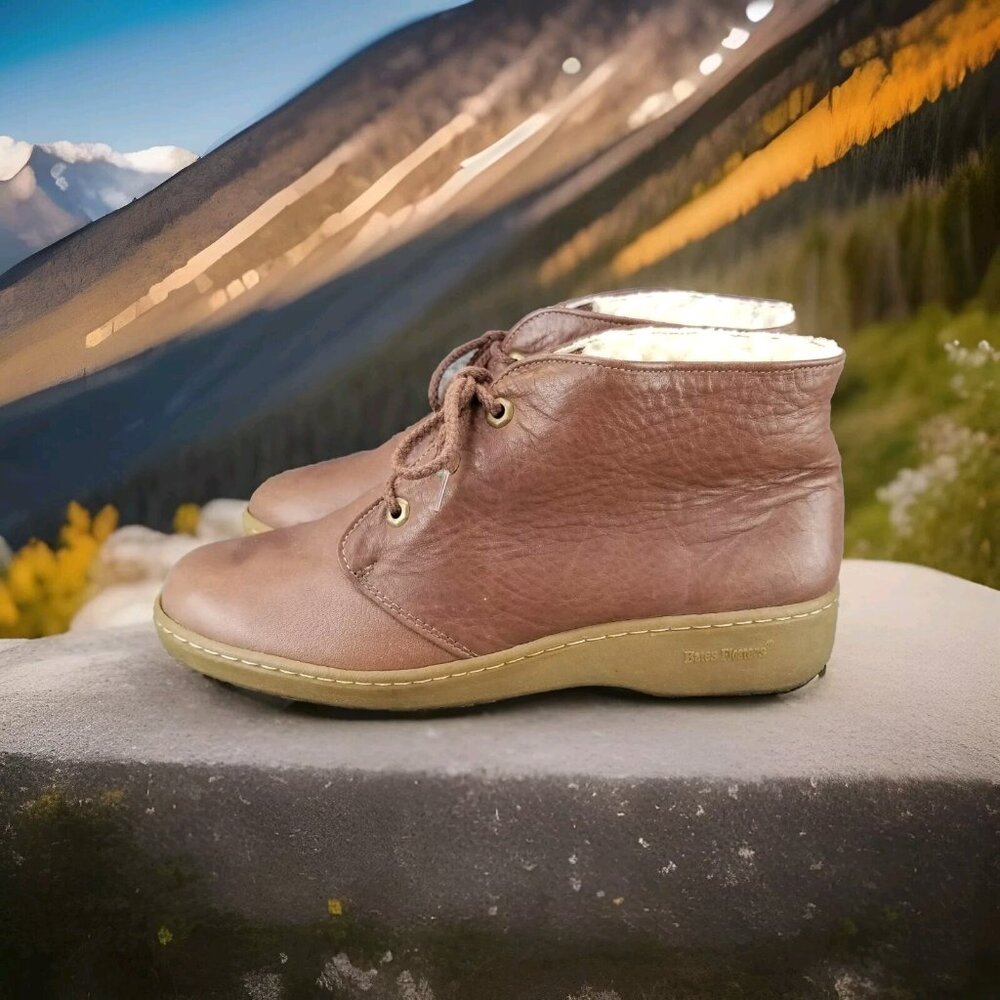 ✅Womens 11 VTG Bates Floaters Ankle Boots Brown Leather Wool Lined Chukka Shoes